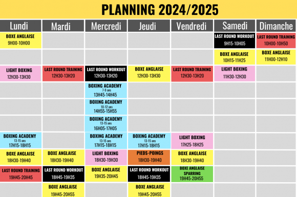 plannings craponne boxe septembre 2024